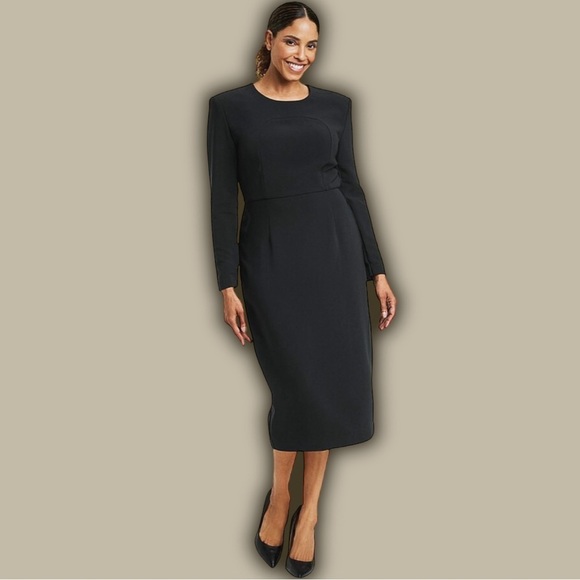 NWOT Sergio Hudson x Target Black ‘Strong Shoulder Midi Dress’ Size Small - Picture 1 of 16